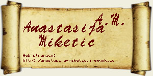 Anastasija Miketić vizit kartica